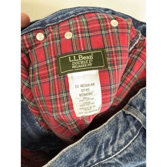 LL Bean Flannel Lined Double L Relaxed Fit Jeans Womens 12 Regular Blue Denim - Picture 4 of 8